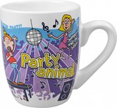 Mok -Mok - Bonbons - Party Animal - Cartoon - Met zijden lint met de tekst: "Speciaal voor jou" - In cadeauverpakking met gekleurd krullint