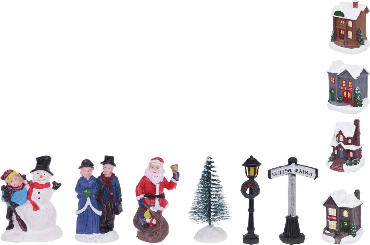 Christmas Decoration - Kerstdorp Accessoires - figuurtjes/huisjes - 14 stuks – foto 5