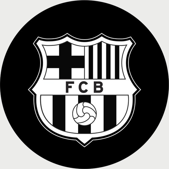 Tableau FC Barcelona - Logo - Voetbal - UEFA - Champions League - Cercle mural - Poster - Décoration murale sur aluminium (Dibond) - 40x40cm - Système de suspension inclus