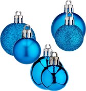 Kleine kerstballen - 40x st - turquoise blauw - 3 en 4 cm - mat/glans/glitter