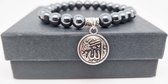 Armband Natuursteen "Hematiet" - Met een hanger "Allah jala jalaluh" - 8 mm diameter van de korrel