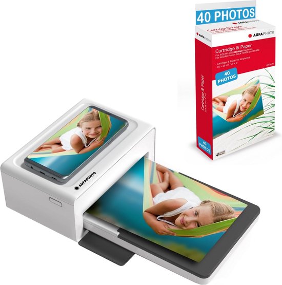 Foto: Agfa photo pack imprimante realipix moments cartouches et papiers 40 photos suppl mentaires impression bluetooth photo 10x15 cm smartphone apple et android 4pass sublimation thermique blanc