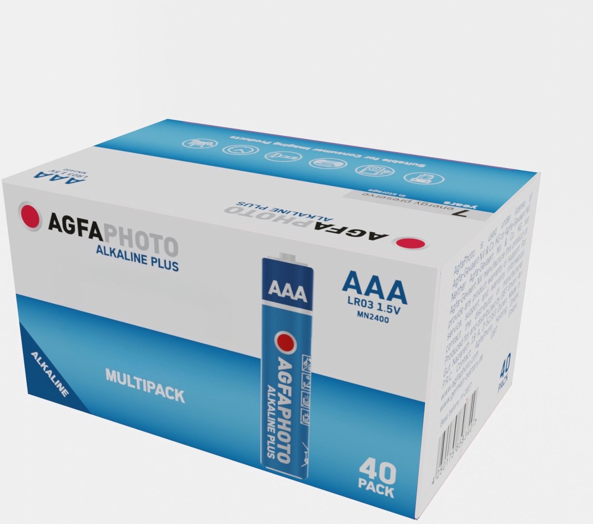 AgfaPhoto Piles Alcalines PLUS Micro AAA LR03 (1.5V, Lot de 40) - Longue Durée de Vie - Idéales pour Télécommandes, Jouets, Appareils Photo et Plus - Usage Domestique ou Professionnel.