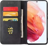 Smartphonica Samsung Galaxy S21 kunstleren hoesje met magnetische sluiting en pashouders book case - zwart / Kunstleer / Book Case geschikt voor Samsung Galaxy S21