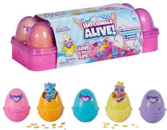 Hatchimals Alive - Eirendoos-speelset met 5 minifiguren in eieren die zelf uitkomen 11 accessoires - Hatchimals