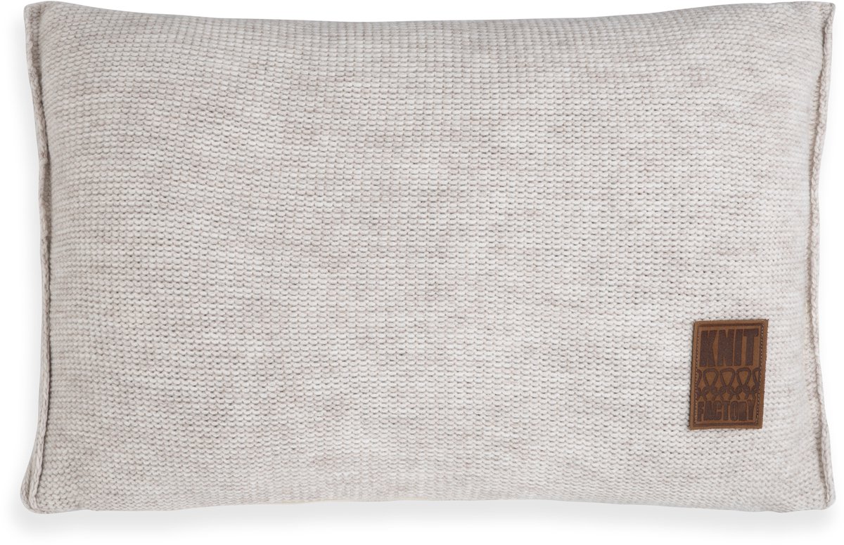 Knit Factory Uni Sierkussen - Rechthoekig kussen - Kussen woonkamer - Bank kussen - Decoratie kussen - Beige - 60x40 cm - Kussenhoes inclusief kussenvulling