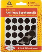 Deltafix Anti-krasvilt - 20x - zwart - 17 mm - rond - zelfklevend - meubel beschermvilt