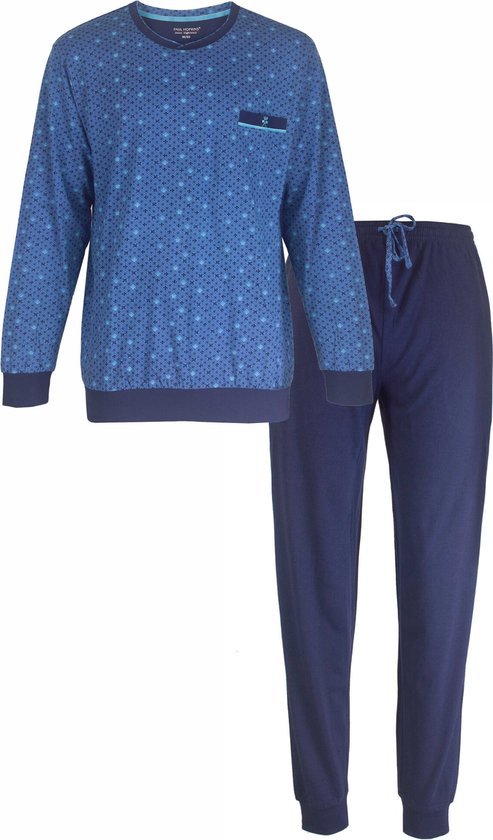 PHPYH1312A Set pyjama pour homme Paul Hopkins Design imprimé - 100 % Katoen peigné - Blauw. - Tailles : XL
