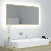 The Living Store Wandspiegel Sonoma Eiken - 90 x 8.5 x 37 cm - RGB-licht