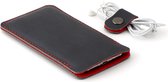 Housse iPhone 15 Pro Max en cuir JACCET - cuir anthracite/noir avec feutre de laine rouge - Fait main aux Nederland