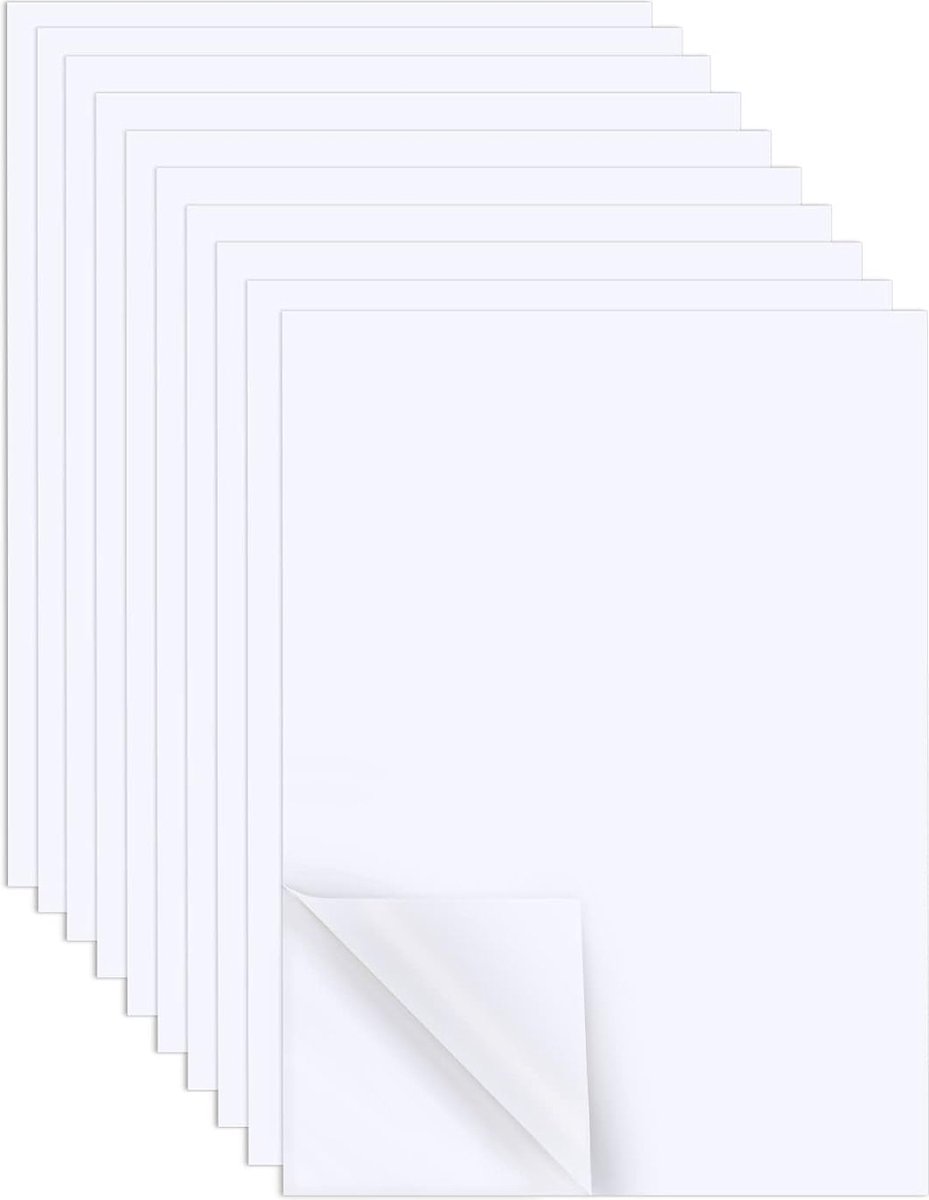AIEX 10-pack 29 x 21 cm wit dubbelzijdig plakfolie voor creatieve projecten