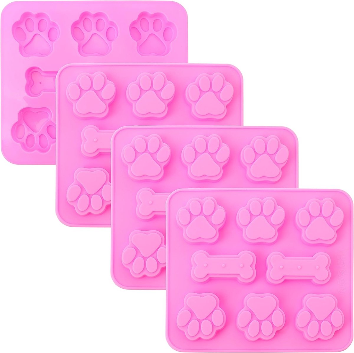 2-in-1 puppy hond poot en bot siliconen mallen, niet-klevende food grade siliconen mallen voor chocolade, snoep, gelei, ijsblokjes, hondensnoepjes