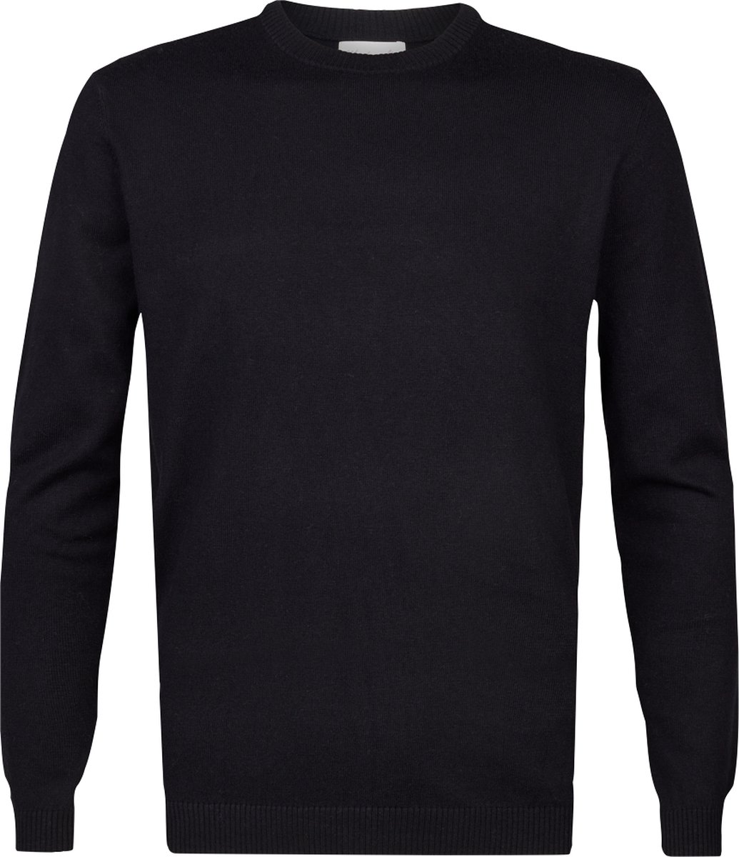 Michaelis heren trui katoenmengsel - slim fit trui met O-hals - zwart - Maat: L