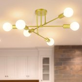 Kroonluchter Plafondlamp - 6 Lichte Gouden- Plafondlamp Hanglamp Verlichting voor Woonkamer, Keuken, Slaapkamer, Eetkamer