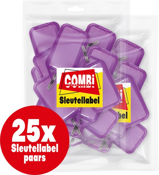 Combi-Label Étiquettes pour clés dépliantes violet avec incrustation - Porte-clés - Etiquette nominative – dépliante 25 pièces