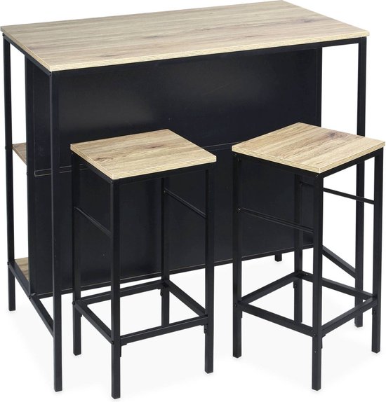 sweeek - Hoge tafel van hout en metaal, loft 100 x d 60 x h 95cm