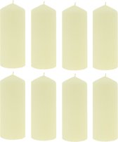Geurloze stompkaars cilinderkaars - Ivoor - paraffinewas - Branduren 64 uur - 18 x 7,5 cm - 8 stuks