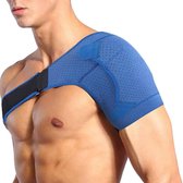 Schouderbandage, schouderbandages voor dames en heren, schouderpijn, bandage orthese, neopreen, blauw, linker-rechts, verstelbare compressie voor artritische tendinitis bursitis