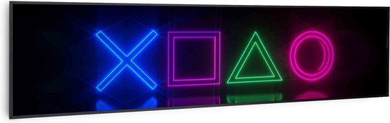 Klarstein Wonderwall Air Art Slimme Infrarood Verwarming - Warmtepaneel - 120X30Cm - 350W - 7M² - Design Front - App Controle - Geruisloos - Wandmontage - Afstandsbediening - Praktisch - Thermostaat - Weektimer - Ip44 - Motief: Spel - Zwart Frame