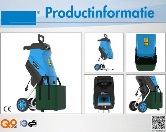 Tuinhakselaar - Hakselaar - (onderhoudsarm, zelfsluitend, opvangzak van 45 liter, transportwielen, 2500 W motorvermogen), 63 x 32 cm — afbeelding 2