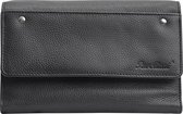 Horeca portefeuille met velcro | Pavelinni Classic - 17 x 13 x 3,5 cm, kalfsleder - zwart - optionele munthouder - 4 tussenvakken & 1 ritssluiting