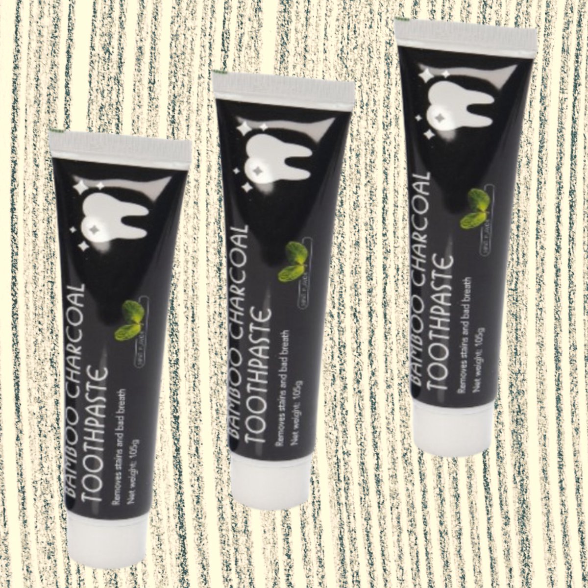 Houtskool tandpasta 3X75 ml Actieve kool van bamboe Verwijdert tannines Bevat fluoride Whitening Toothpaste Activated Charcoal Natuurlijke Zwarte Tandplak Verwijdering