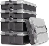 Opmaakbox met deksel, 5-delige set, stapelbare vershouddozen, worstbox voor de koelkast, 3 x plat, 2 x hoog