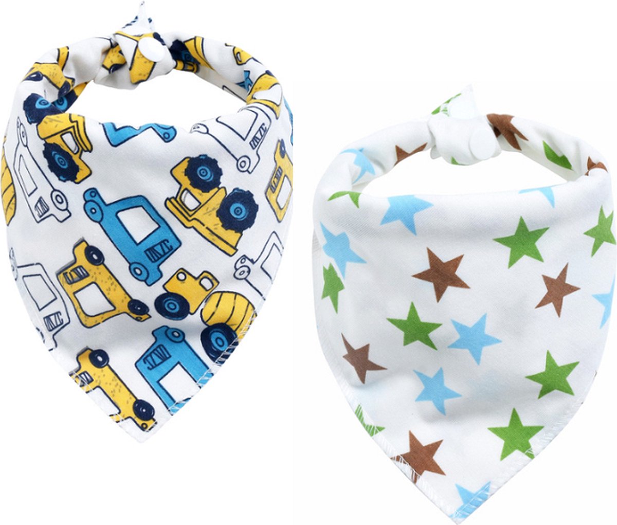Goedkoopste Bandana slabben set voertuigen sterren - bandana slabben 2 stuks - kwijlslabben set