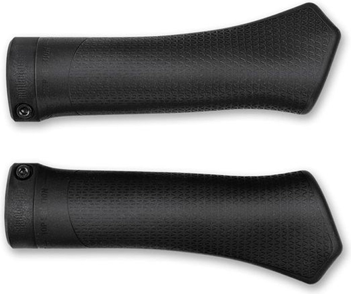 ACID Grips Hybrid Tour - Fietshandgrepen - Handvatten met anti-slipstructuur - Gebogen Contour Mini-Wing - Ergonomische fietshandvatten - Geschikt voor Mountainbikes - Zwart - Large