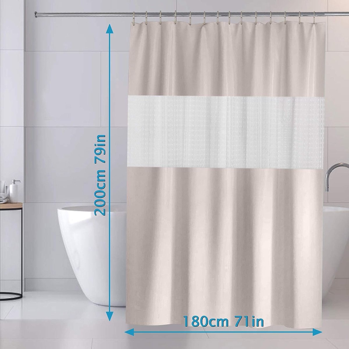 Douchegordijn wasbaar badkamergordijn van EVA voor badkamer 200x180cm