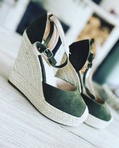 Sandalen met Sleehak - Khaki Maat 40