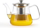 Glazen theepot met infuser (1000 ml), theepot met zeef voor losse thee, perfect theepotje, theepot voor fornuis, krasbestendig, magnetronbestendig theefilter