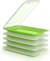 Vershouddozen, vershouddoos voor vleeswaren, vershoud-systeem, optimaal te bewaren in de koelkast, afmetingen 17 x 3,2 x 25,2 cm (5X Green)