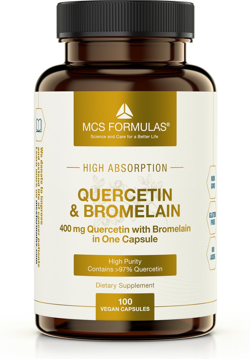 Goedkoopste Quercetine Bromelain - 400 mg - 100 Vegan Caps - Quercetin