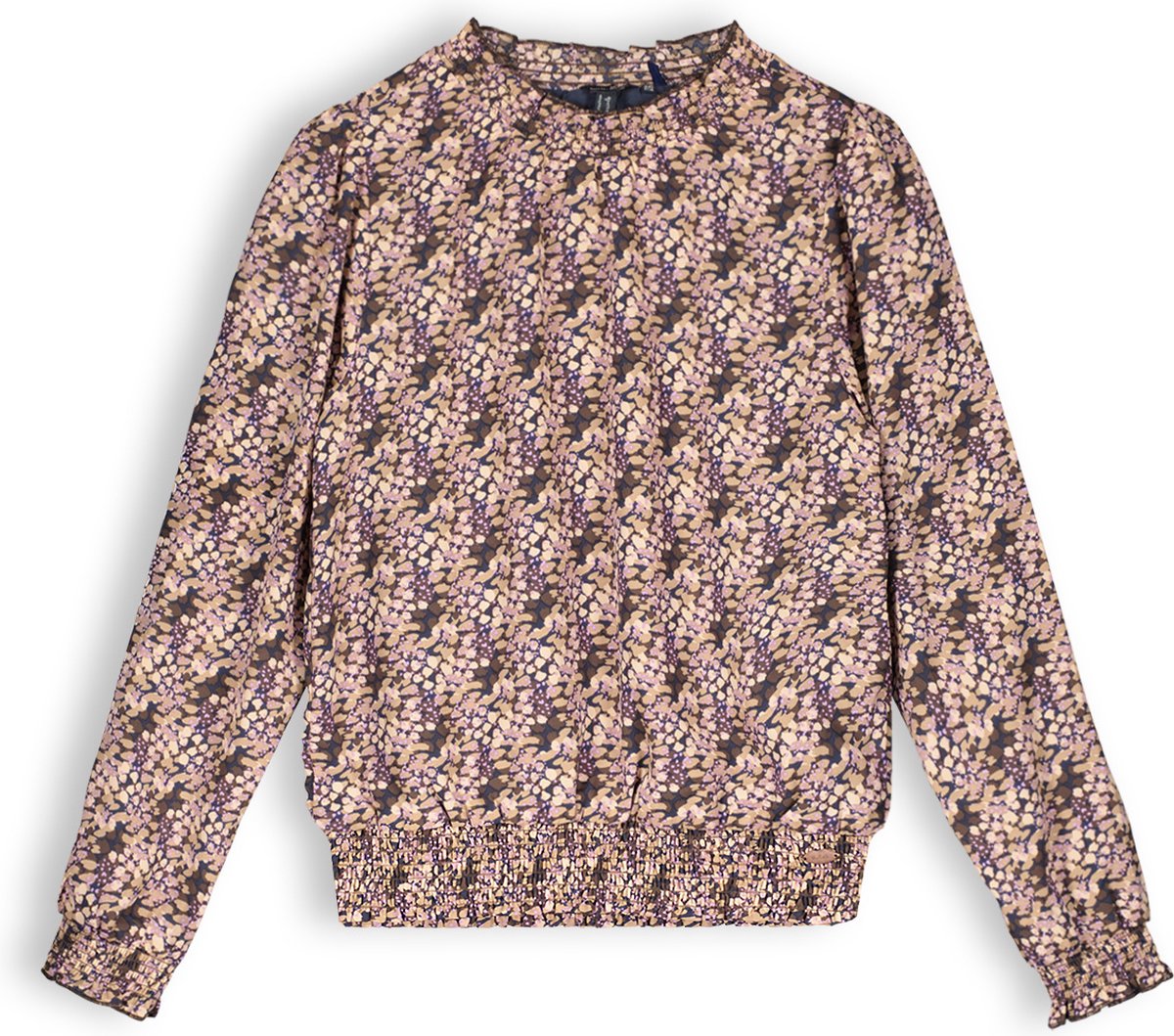 NoBell Meisjes blouse print - Tommy - Donker roast bruin