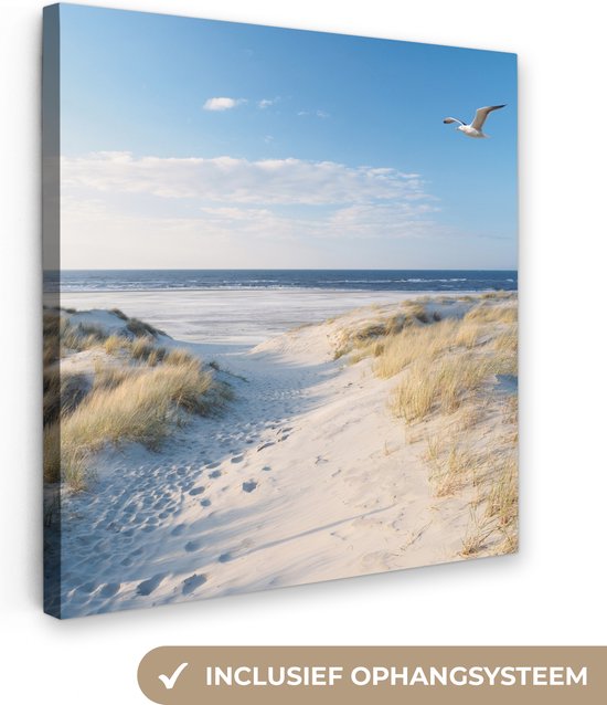 Canvas schilderij - Natuur en duinen 50x50 - Kamer decoratie accessoires - Schilderijen woonkamer strand en zee - Wanddecoratie slaapkamer - Muurdecoratie keuken - Wanddoek interieur binnen - Woondecoratie huis - Woonaccessoires