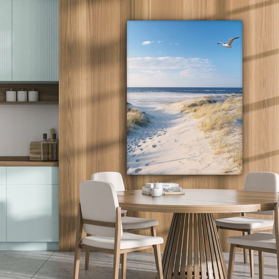 Tableau toile plage - Dunes - Mer - Peintures sur toile - Décoration chambre - Peintures salon - Toile toile - 90x120 cm - Photo sur toile - Décoration murale - Décoration murale