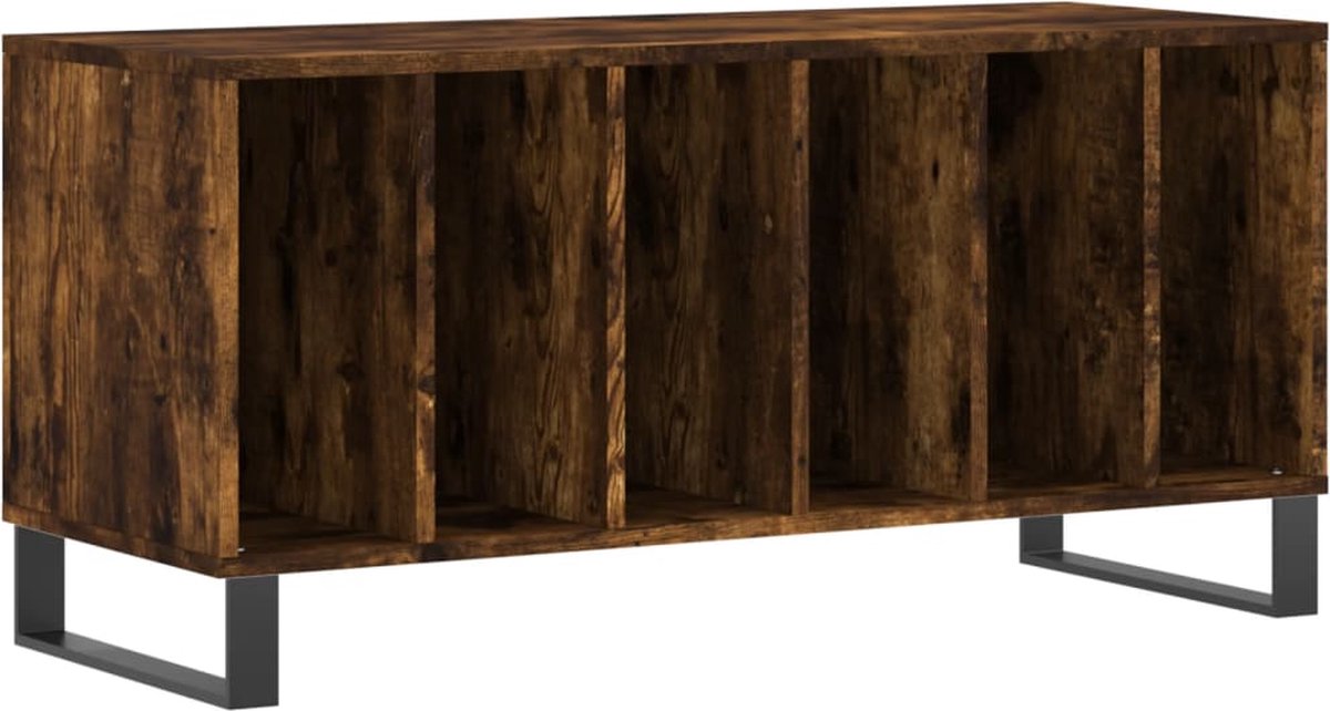 vidaXL - Platenkast - 100x38x48 - cm - bewerkt - hout - gerookt - eikenkleurig