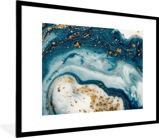 Fotolijst incl. Poster - Marmer - Verf - Glitter - Goud - 80x60 cm - Posterlijst