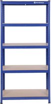 Rootz Storage Rack - Heavy Duty Rack - Staande plank - Metalen plank - Met 5 verstelbare planken - Vrijstaande plank - Blauw - 90 x 180 x 40 cm (B x H x D)