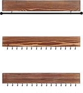 Rootz Sieraden Display - Sieradenhouder - Wandmontage - Set Van 3 - 30 Haken - Oorbellen - Kettingen - Bruin - 40 x 1,3 x 7 cm