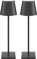 Lampe de table rechargeable - 2 Pièces - dimmable - aluminium noir - 2700K - Lampe de bureau - IP54 - 38 CM