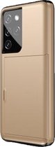 Hoesje geschikt voor Samsung Galaxy S22 - Backcover - Hardcase - Pasjeshouder - Portemonnee - Shockproof - TPU - Goud