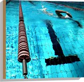 Hout - Boeien tussen Zwembanden in Professioneel Zwembad - 50x50 cm - 9 mm dik - Foto op Hout (Met Ophangsysteem)