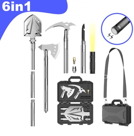 Doz extérieur portable acier survie Camping Pelle pliante outil axe Kit de jeu avec sac à main - Chine Pelle pliante et pelle de camping Ax prix
