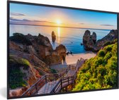 Fotolijst incl. Poster - Strand - Zee - Portugal - 60x40 cm - Posterlijst