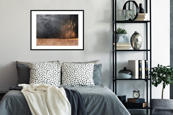 Cadre photo avec affiche - Abstrait - Or - Design - 80x60 cm - Cadre pour affiche