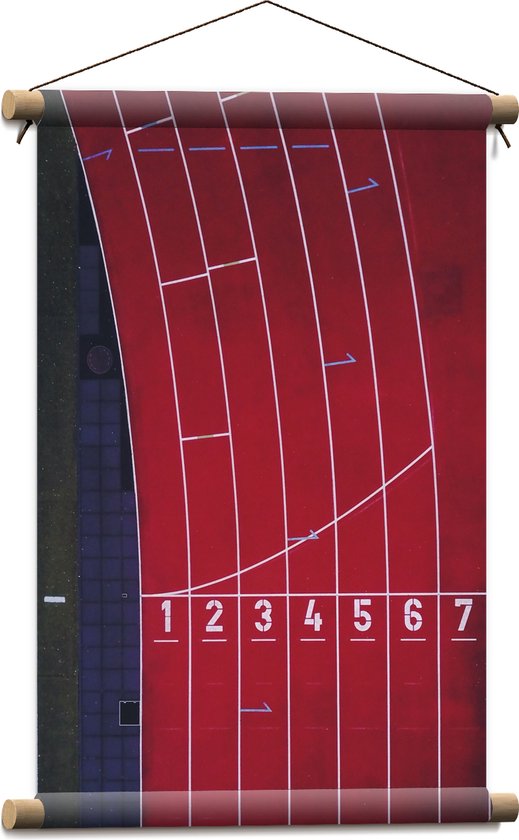 Textielposter - Bovenaanzicht van Renbanen op Atletiek Veld - 40x60 cm Foto op Textiel