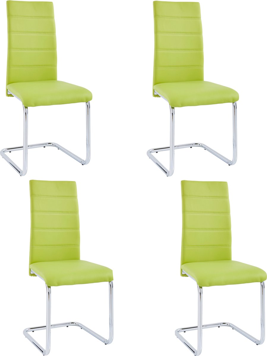 Adora-Stoel - Groen/Chroom - Set van 4