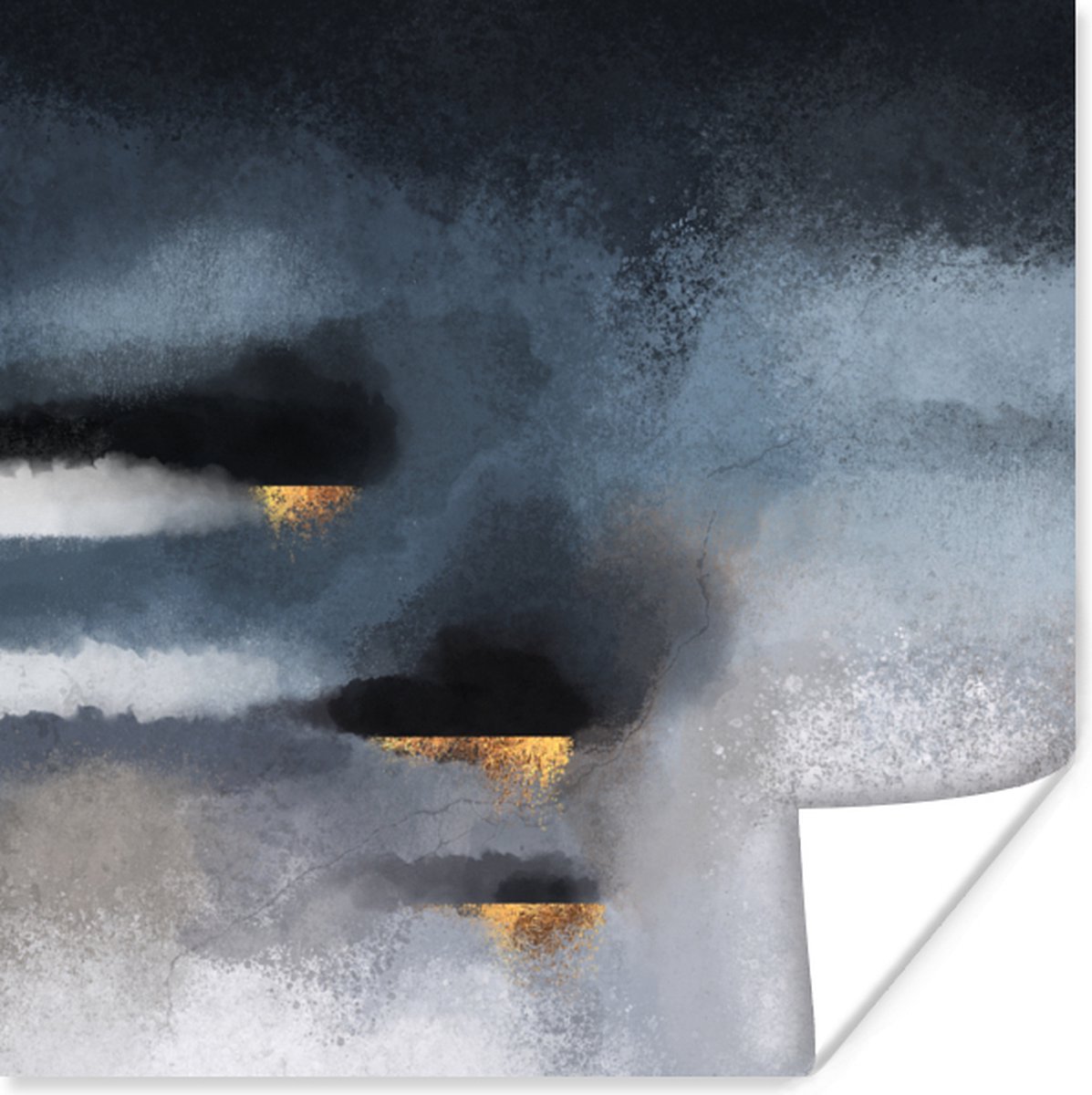 Poster Wolken - Gold - Abstract - 30x30 cm